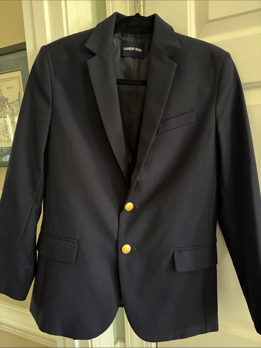 Lands' End Men's Navy Blazer with Gold Buttons